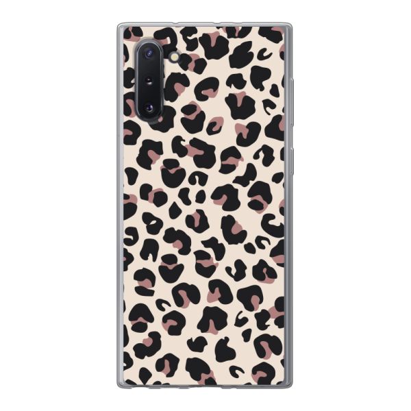 Funda Samsung Galaxy Note 10 flexible transparente con estampado de pantera – leopardo beige