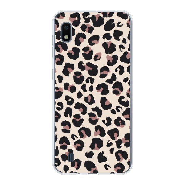 Funda Samsung Galaxy A10 flexible transparente con estampado de pantera – leopardo beige
