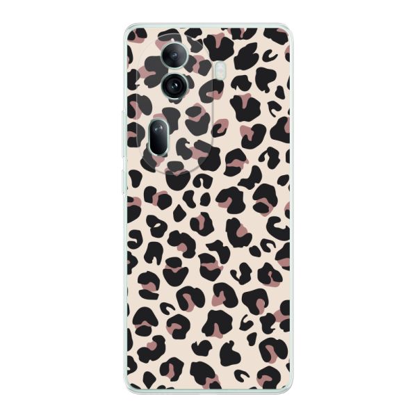 Funda Oppo Reno 11 Pro flexible transparente con estampado de pantera – leopardo beige