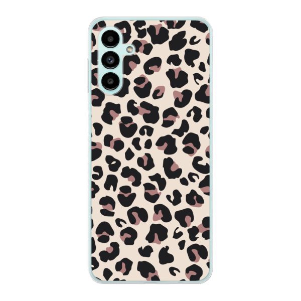 Funda Samsung Galaxy A04s flexible transparente con estampado de pantera – leopardo beige