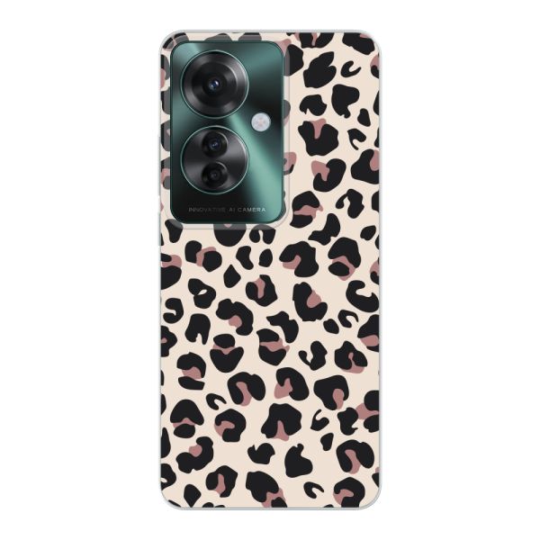 Funda Oppo Reno11 F flexible transparente con estampado de pantera – leopardo beige