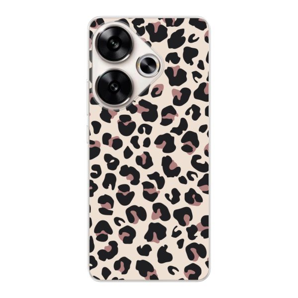 Funda Xiaomi Poco F6 flexible transparente con estampado de pantera – leopardo beige