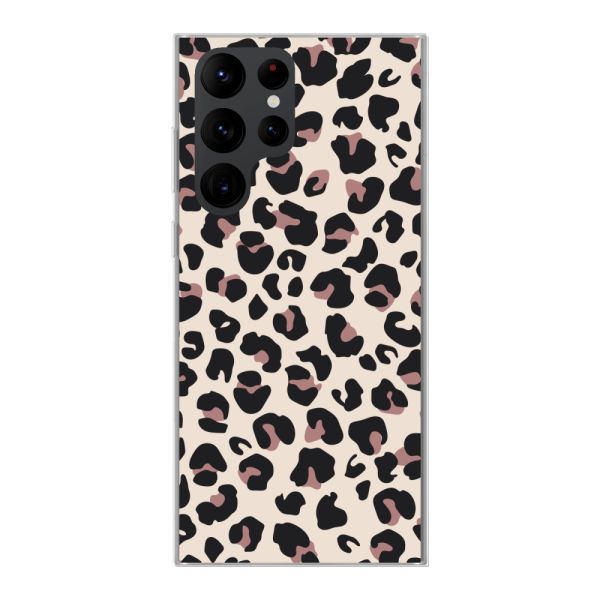 Funda Samsung Galaxy S22 Ultra flexible transparente con estampado de pantera – leopardo beige