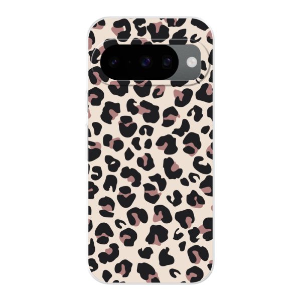 Funda Google Pixel 10 flexible transparente con estampado de pantera – leopardo beige