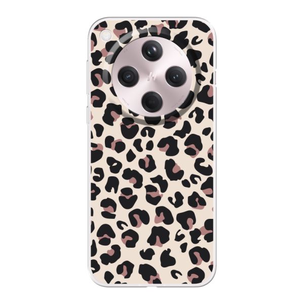 Funda Oppo Find X8 flexible transparente con estampado de pantera – leopardo beige