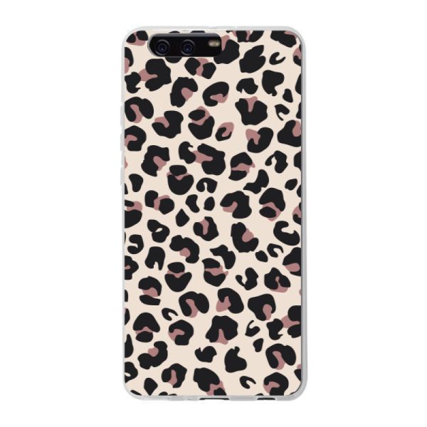 Funda Huawei P10 Plus flexible transparente con estampado de pantera – leopardo beige