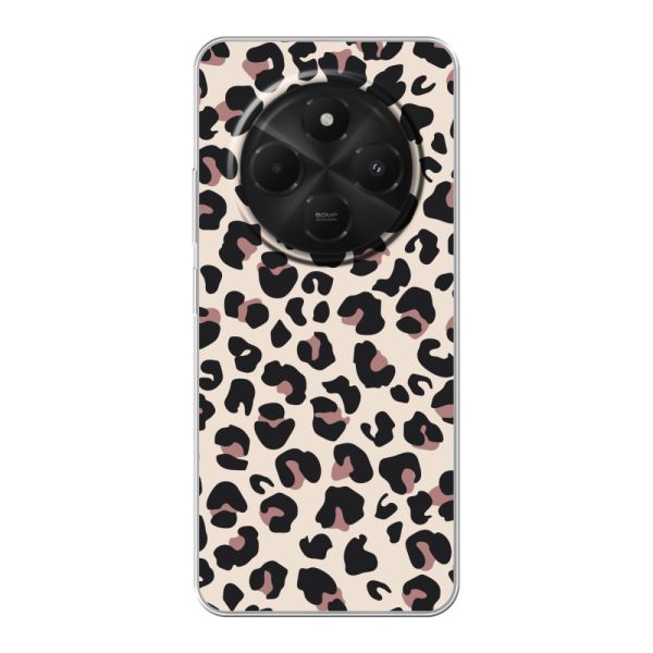 Funda Xiaomi Redmi 14R flexible transparente con estampado de pantera – leopardo beige