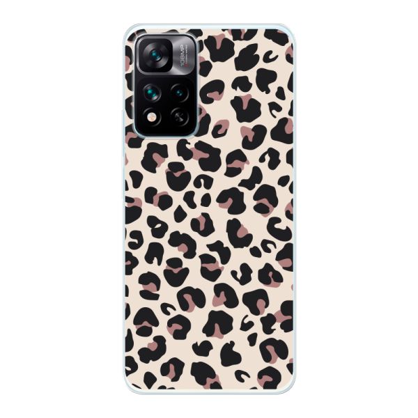 Funda Xiaomi 11i flexible transparente con estampado de pantera – leopardo beige