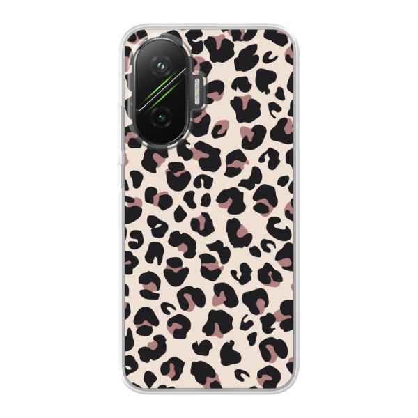 Funda Xiaomi Poco F7 flexible transparente con estampado de pantera – leopardo beige