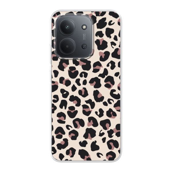 Funda Xiaomi Redmi 15C 4G flexible transparente con estampado de pantera – leopardo beige