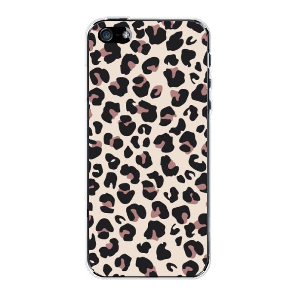 Funda iPhone SE (2016) flexible transparente con estampado de pantera – leopardo beige