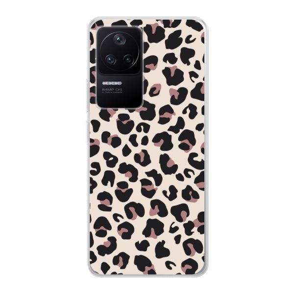 Funda Xiaomi Poco F4 flexible transparente con estampado de pantera – leopardo beige