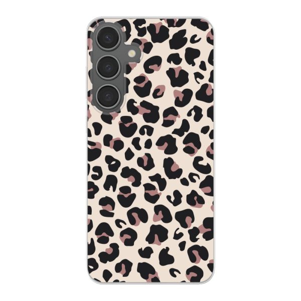 Funda Samsung Galaxy S24 Plus flexible transparente con estampado de pantera – leopardo beige