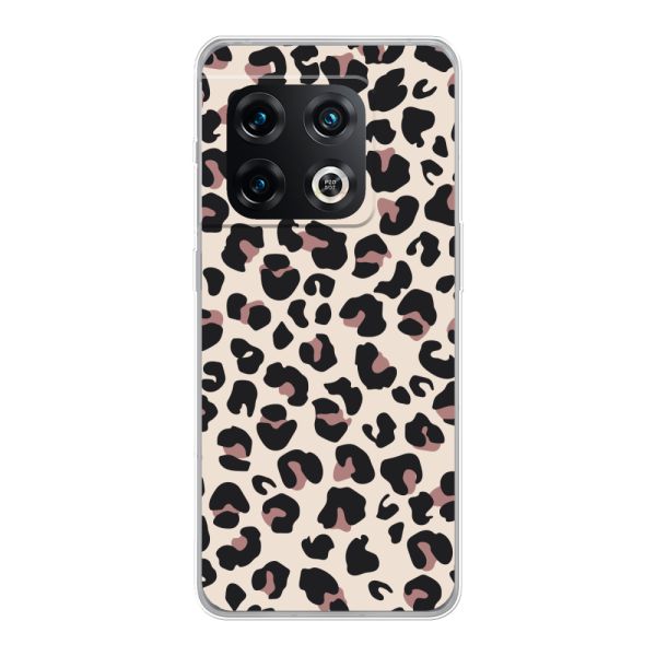 Funda OnePlus 10 Pro flexible transparente con estampado de pantera – leopardo beige