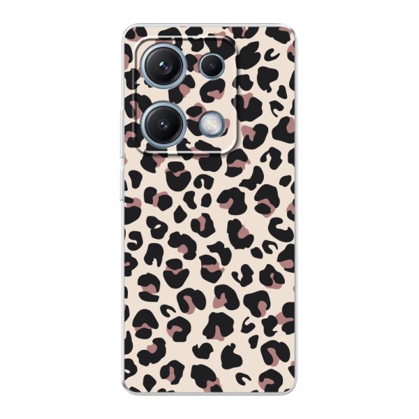Funda Xiaomi Redmi Note 14S flexible transparente con estampado de pantera – leopardo beige