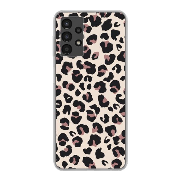 Funda Samsung Galaxy A13 4G flexible transparente con estampado de pantera – leopardo beige