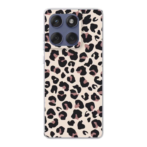 Funda Motorola Edge 60 flexible transparente con estampado de pantera – leopardo beige
