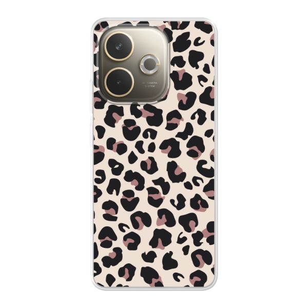 Funda Oppo A5 Pro flexible transparente con estampado de pantera – leopardo beige
