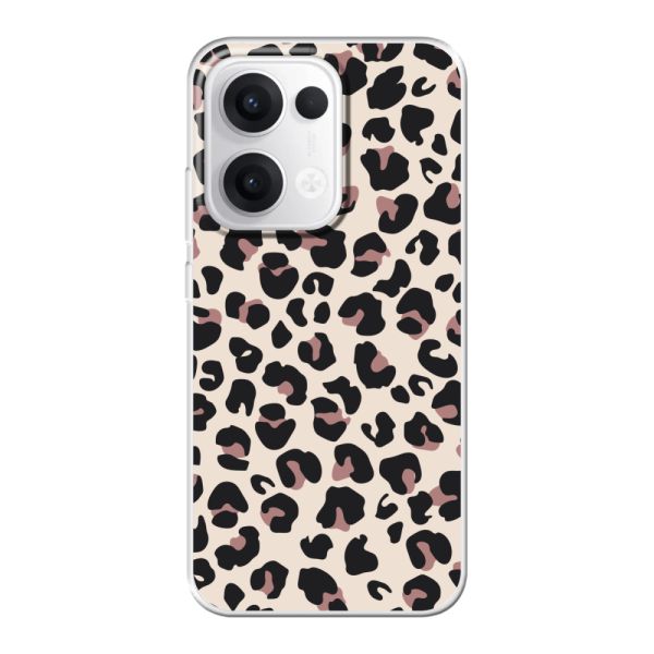 Funda Oppo Reno13 flexible transparente con estampado de pantera – leopardo beige