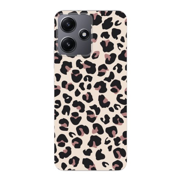 Funda Xiaomi Redmi 12 flexible transparente con estampado de pantera – leopardo beige