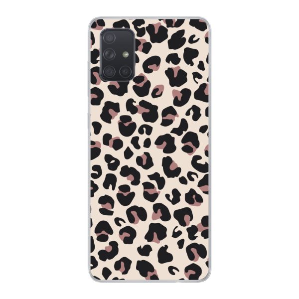 Transparant flexibel Samsung Galaxy A71 5G hoesje met Panter Print - Beige Luipaardprint