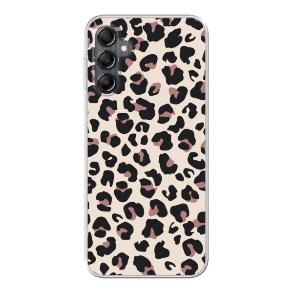 Funda Samsung Galaxy A14 flexible transparente con estampado de pantera – leopardo beige