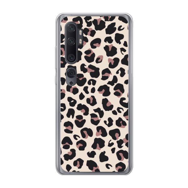 Funda Xiaomi Mi Note 10 flexible transparente con estampado de pantera – leopardo beige