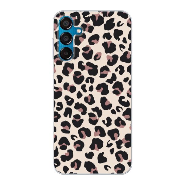 Funda Samsung Galaxy M15 flexible transparente con estampado de pantera – leopardo beige