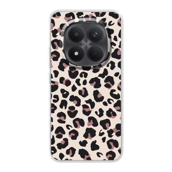 Funda Xiaomi Poco M8 Pro flexible transparente con estampado de pantera – leopardo beige