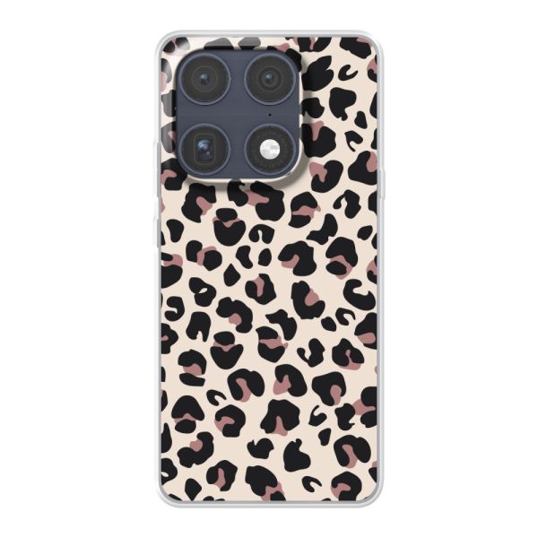 Funda Motorola Signature flexible transparente con estampado de pantera – leopardo beige