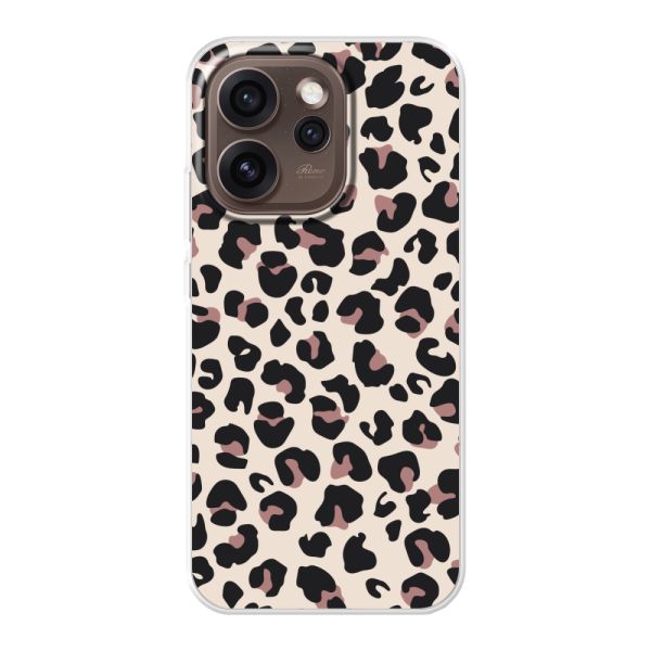 Funda Oppo Reno15 Pro Max flexible transparente con estampado de pantera – leopardo beige