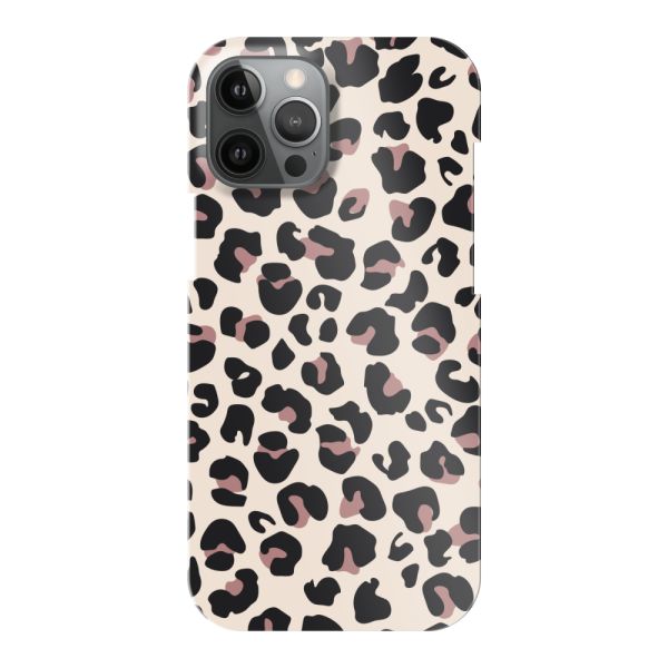 Vollständig bedrucktes iPhone 12 Pro Max hard case mit Panterprint – Leopardenprint Beige Rosa Glänzend