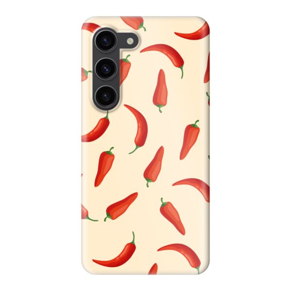 Volledig bedrukt Samsung Galaxy S23 hard case hoesje met Rode Pepers - Chili Pepper Patroon