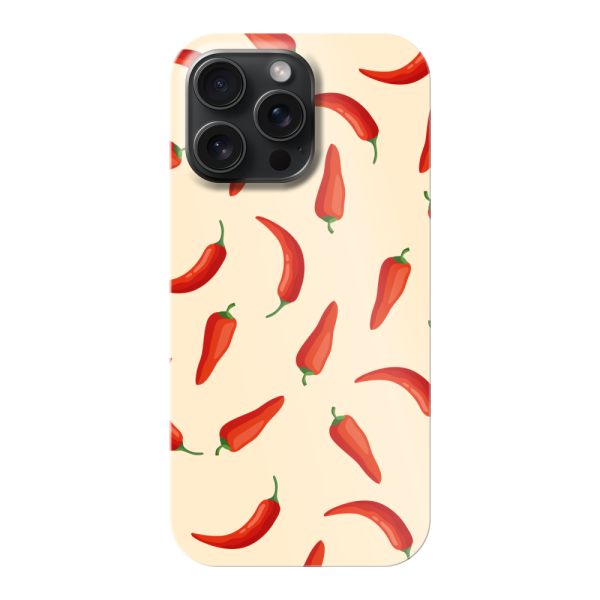 Vollständig bedrucktes iPhone 15 Pro Max hard case mit roten Chilis – Chili-Pepper-Muster