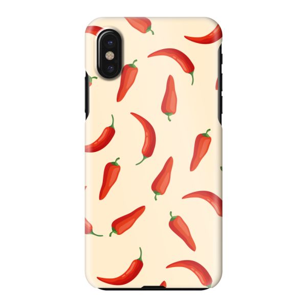 Vollständig bedrucktes iPhone X hard case mit roten Chilis – Chili-Pepper-Muster