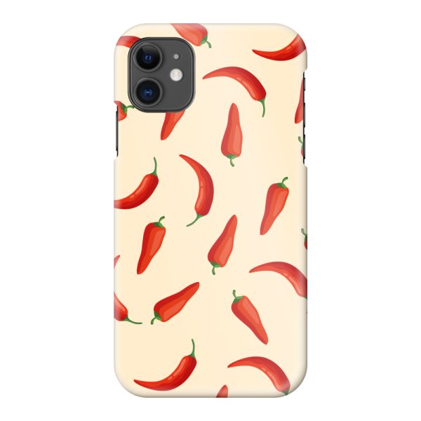Vollständig bedrucktes iPhone 11 hard case mit roten Chilis – Chili-Pepper-Muster