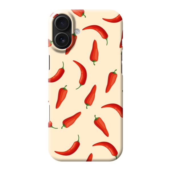Volledig bedrukt iPhone 16 Plus hard case hoesje met Rode Pepers - Chili Pepper Patroon