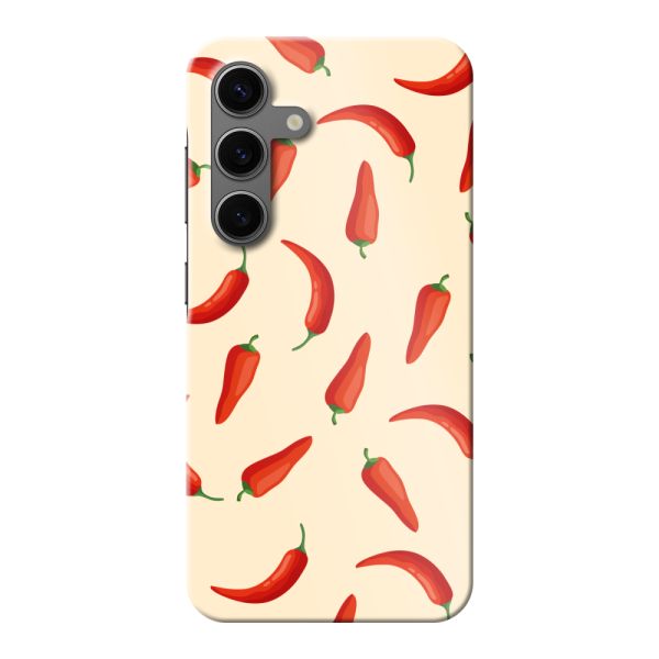 Volledig bedrukt Samsung Galaxy S24 hard case hoesje met Rode Pepers - Chili Pepper Patroon