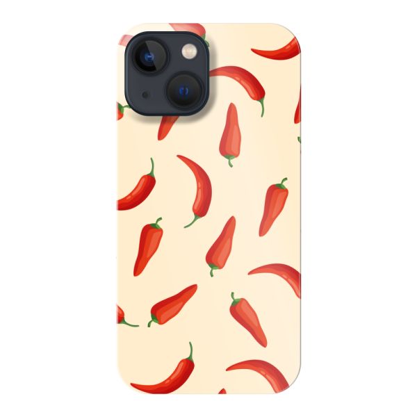 Vollständig bedrucktes iPhone 13 mini hard case mit roten Chilis – Chili-Pepper-Muster