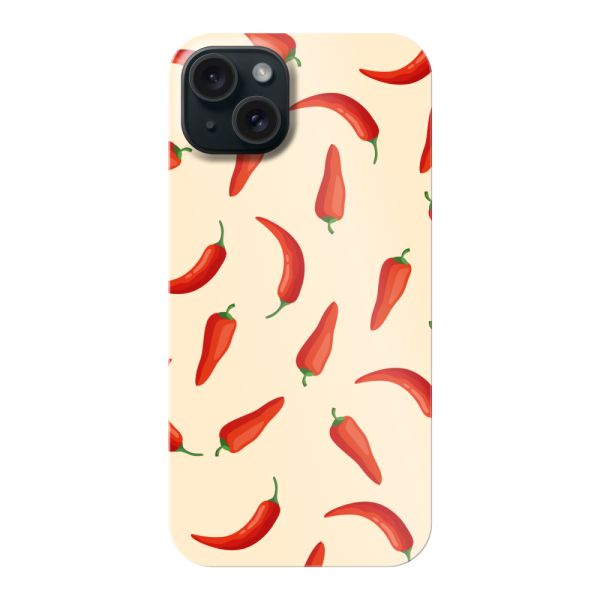 Vollständig bedrucktes iPhone 15 Plus hard case mit roten Chilis – Chili-Pepper-Muster