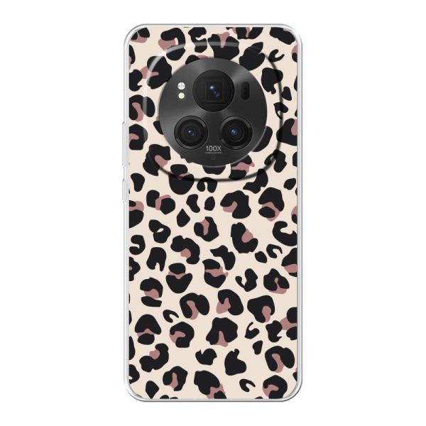 Transparant flexibel Honor Magic6 Pro hoesje met Panter Print - Beige Luipaardprint