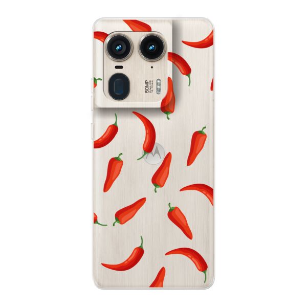 Funda Motorola Moto X50 Ultra flexible transparente con Chiles Rojos - Patrón Transparente Chili Pepper