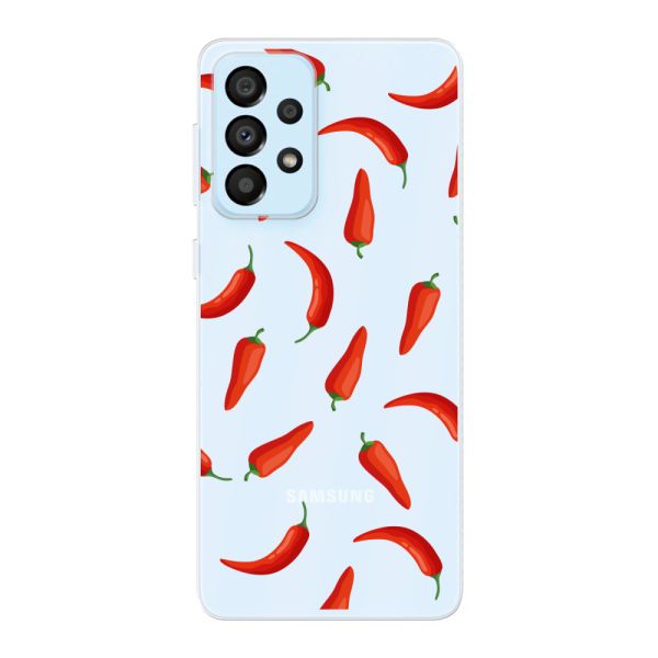 Funda Samsung Galaxy A33 5G flexible transparente con Chiles Rojos - Patrón Transparente Chili Pepper