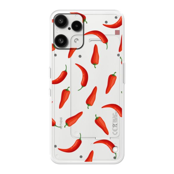 Transparant flexibel Nothing Phone (3a) Lite hoesje met Rode Pepers - Transparant Chili Pepper Patroon