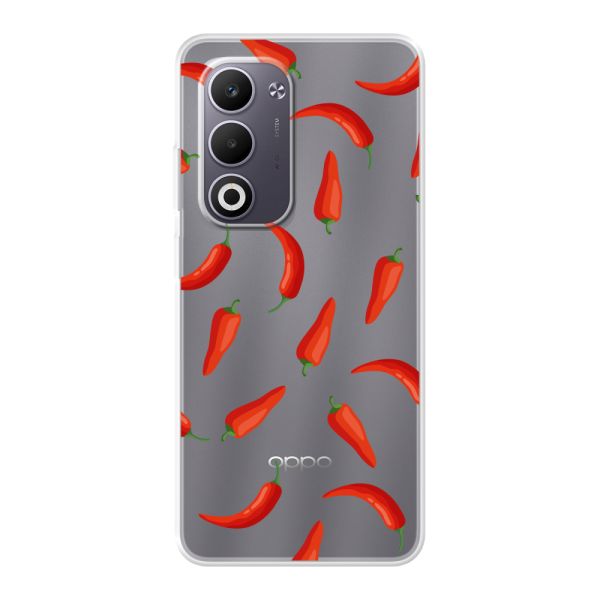 Funda Oppo A5 flexible transparente con Chiles Rojos - Patrón Transparente Chili Pepper