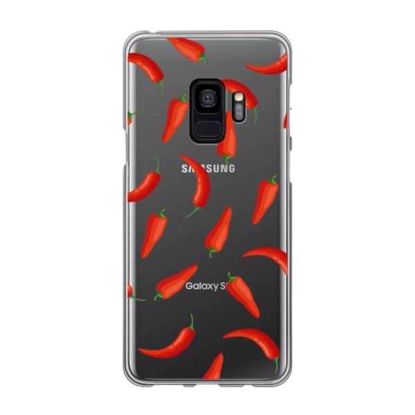 Funda Samsung Galaxy S9 flexible transparente con Chiles Rojos - Patrón Transparente Chili Pepper
