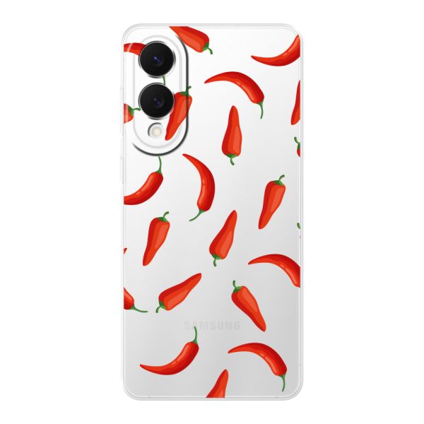 Funda Samsung Galaxy S25 Edge flexible transparente con Chiles Rojos - Patrón Transparente Chili Pepper