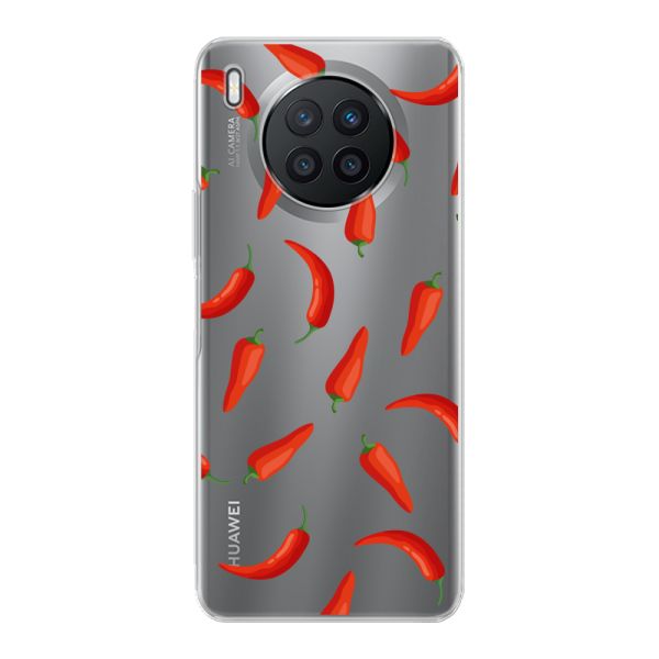 Transparant flexibel Huawei Nova 8i hoesje met Rode Pepers - Transparant Chili Pepper Patroon