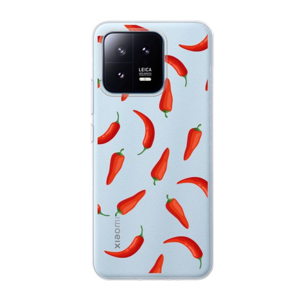 Funda Xiaomi 13 Pro flexible transparente con Chiles Rojos - Patrón Transparente Chili Pepper