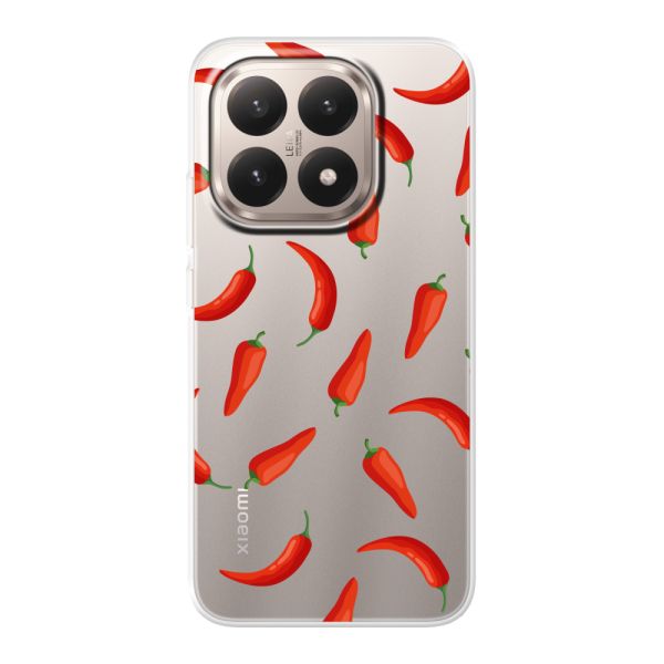 Funda Xiaomi 15T flexible transparente con Chiles Rojos - Patrón Transparente Chili Pepper
